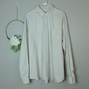 Eddie Bauer Cream Long Sleeves Button Down Shirt Size XL